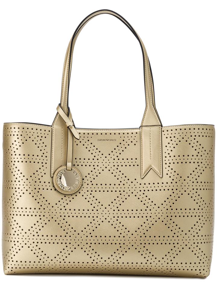Emporio Armani Embossed Logo Tote Bag - Metallic