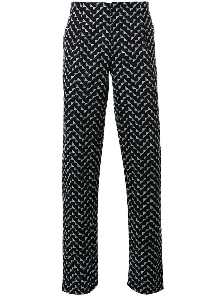 Emporio Armani - Zigzag Print Trousers - Men - Cotton - 50, Blue, Cotton