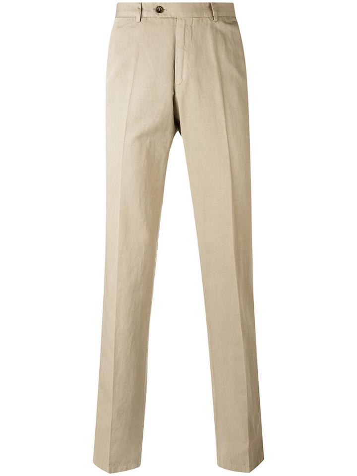 Loro Piana - Straight Pleated Trousers - Men - Cotton/linen/flax - 48, Nude/neutrals, Cotton/linen/flax