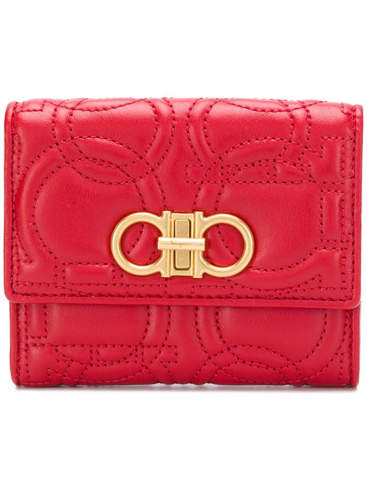 Salvatore Ferragamo Quilted Compact Wallet - Red