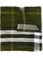 Burberry Checked Scarf, Men's, Green, Linen/flax