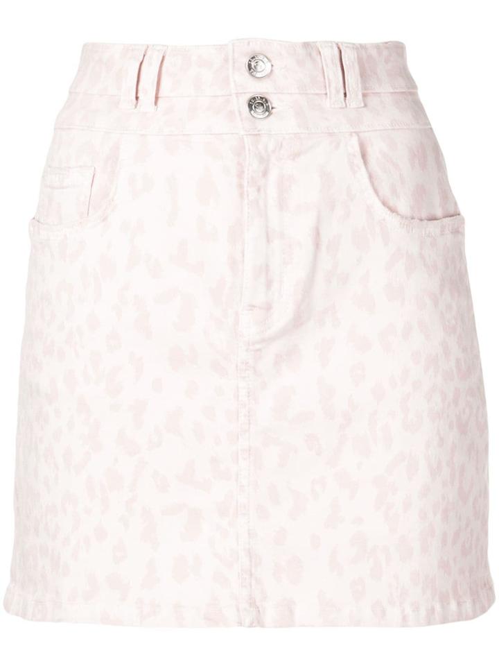Current/elliott Leopard Print Denim Skirt - Pink