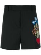 Gucci - Embroidered Tailored Shorts - Men - Cotton/viscose/wool - 46, Black, Cotton/viscose/wool