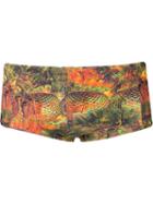 Lygia & Nanny Printed Swim Trunks, Men's, Size: 48, Yellow/orange, Polyamide/spandex/elastane