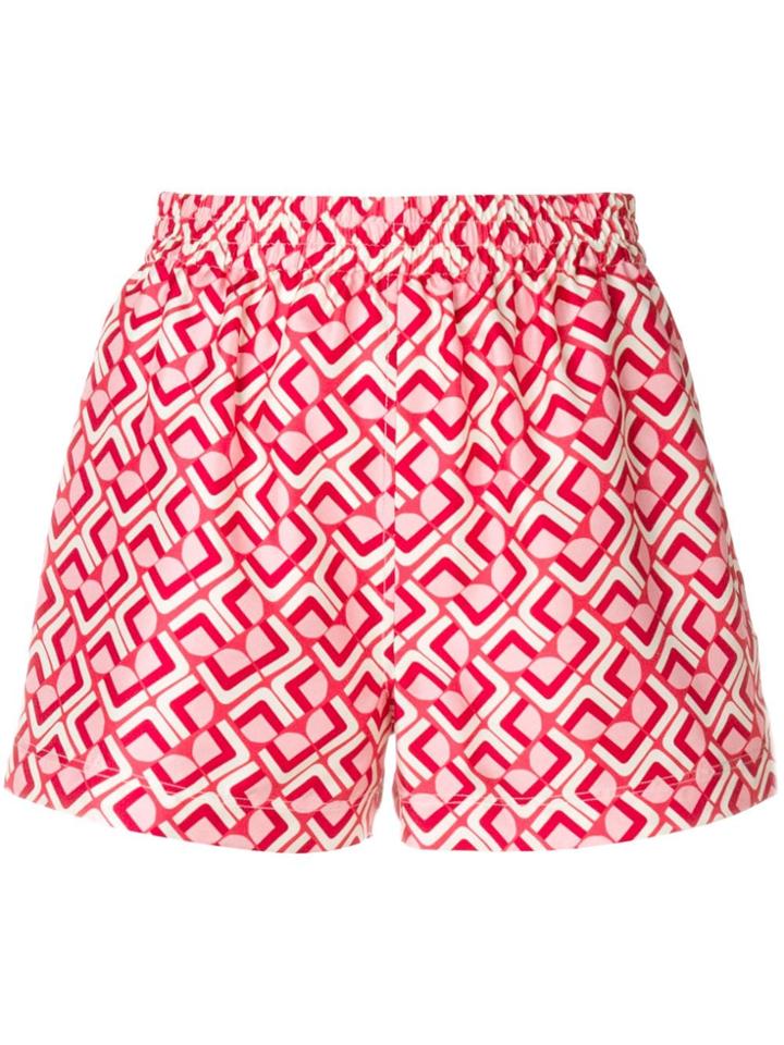 La Doublej Print Fitted Shorts - Red