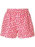 La Doublej Print Fitted Shorts - Red