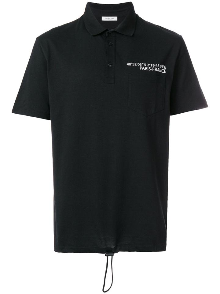 Valentino Drawstring Hem Polo Shirt - Black