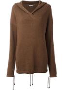 Helmut Lang Hooded Jumper, Women's, Size: Xs, Brown, Cotton/cashmere