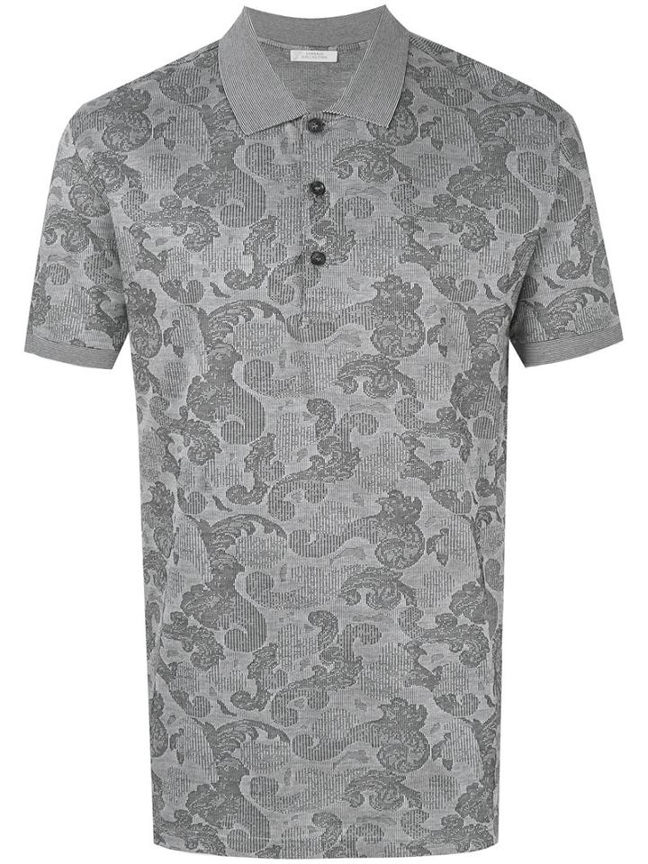 Versace Collection - Paisley Patterned Polo Shirt - Men - Cotton - L, Black, Cotton