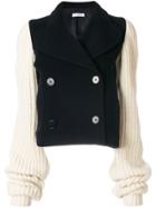 Jw Anderson Chunky Knit Sleeve Peacoat - Blue