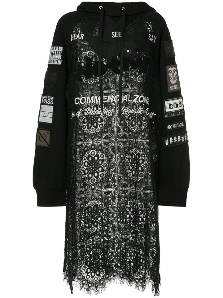 Maison Mihara Yasuhiro Patch Detail Lace Hoody - Black