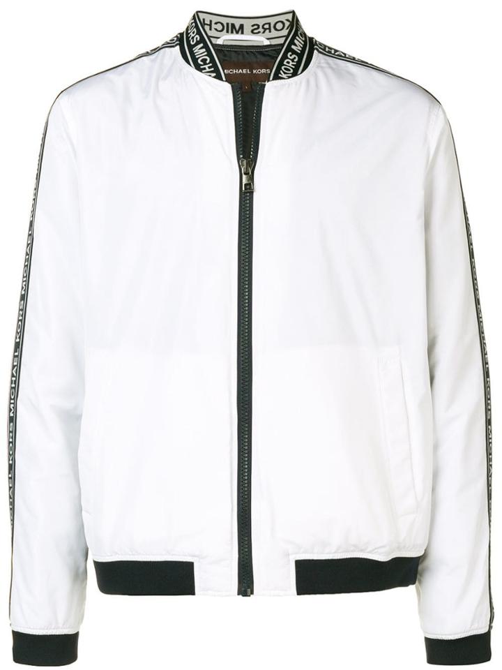 Michael Michael Kors Logo Stripe Bomber Jacket - White