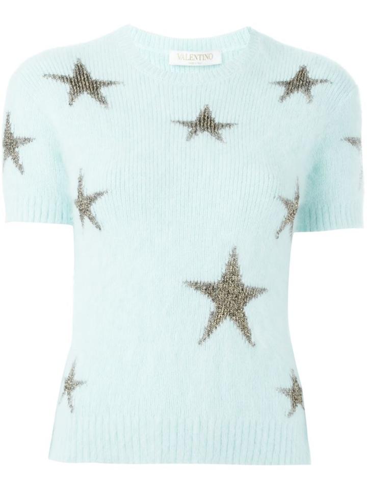 Valentino Star Intarsia Jumper, Women's, Size: Small, Blue, Polyamide/angora