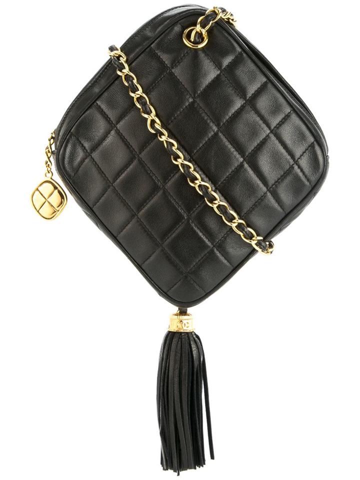 Chanel Vintage Hanging Tassel Square Tote - Black