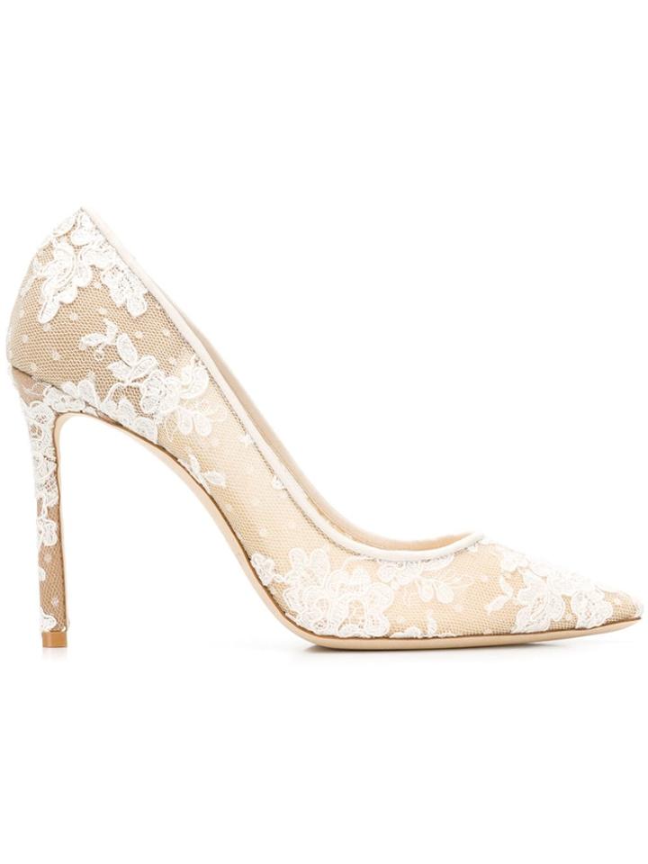 Jimmy Choo Romy 100 Lace Pumps - White