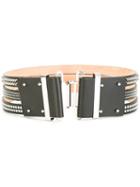 Dsquared2 Tri-part Studded Belt, Women's, Size: 85, Black, Leather/metal