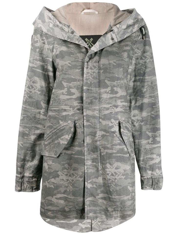 Mr & Mrs Italy Camouflage Print Parka - Grey