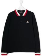 Moncler Kids Teen Striped Detail Polo Shirt - Blue