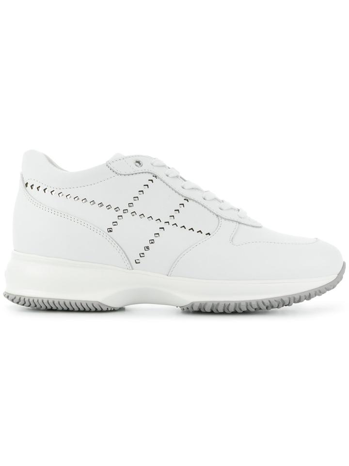 Hogan Lace-up Studded Sneakers - White