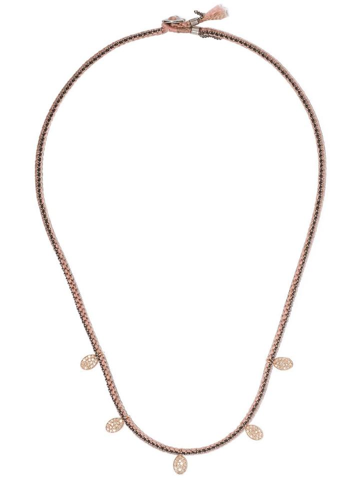 Brooke Gregson 14kt Rose Gold 5 Diamond Disc Necklace - Pink