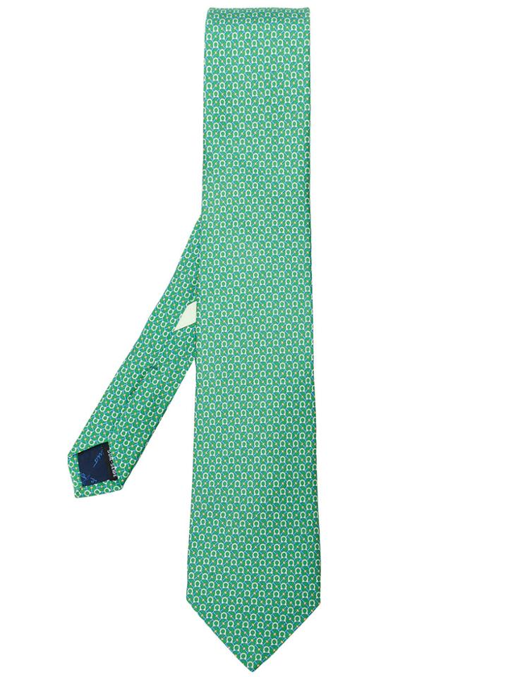 Salvatore Ferragamo Micro Gancio Print Tie - Green