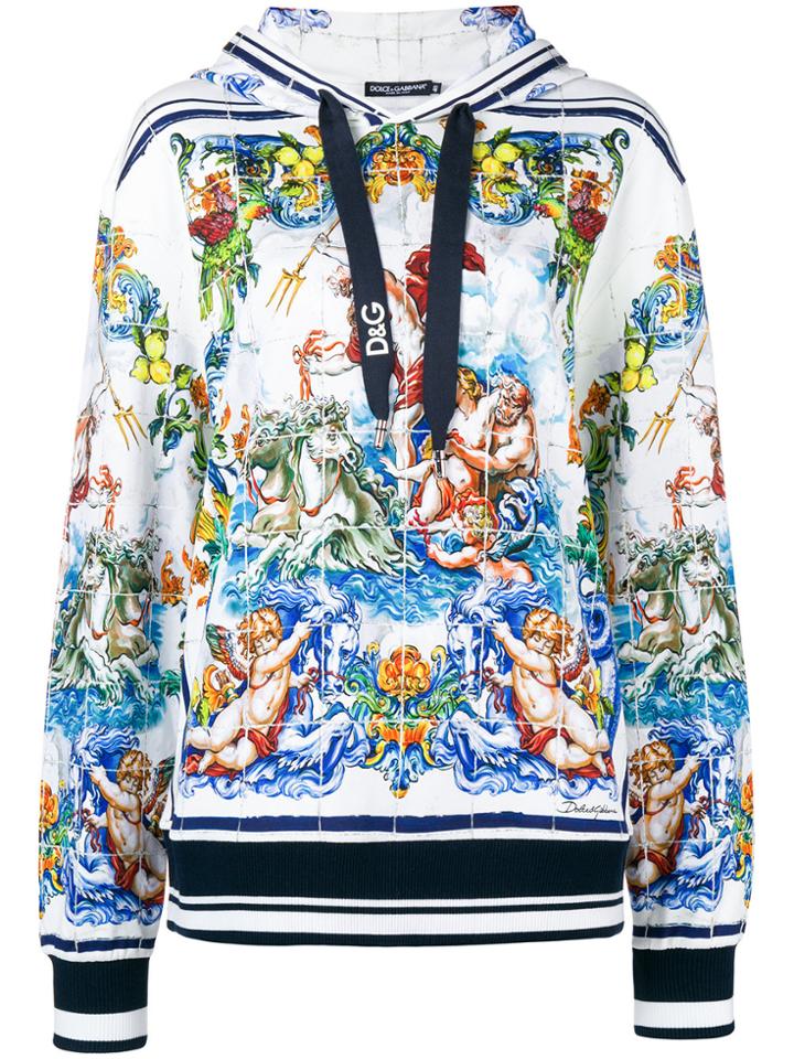 Dolce & Gabbana Signature Print Hoodie - White
