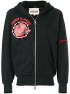 Warren Lotas Print Zipped Hoodie - Black