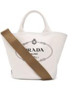Prada Canapa Fabric Tote - White