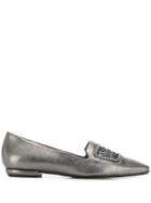 Rodo Embellished Front Loafers - Silver