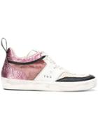 Leather Crown Glitter Panel Sneakers - White