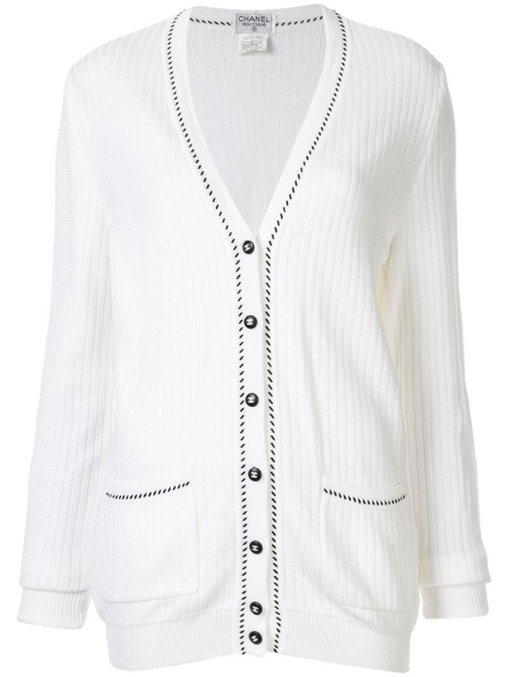 Chanel Vintage V-neck Cardigan - White