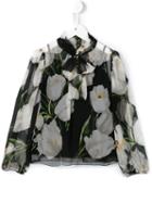 Dolce & Gabbana Kids Floral Print Chiffon Blouse, Girl's, Size: 8 Yrs, Black