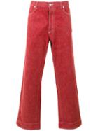 Maison Margiela Vintage Wash Straight Leg Jeans, Men's, Size: 34, Red, Cotton