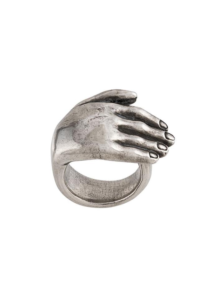 Ann Demeulemeester Hand Embossed Ring - Silver