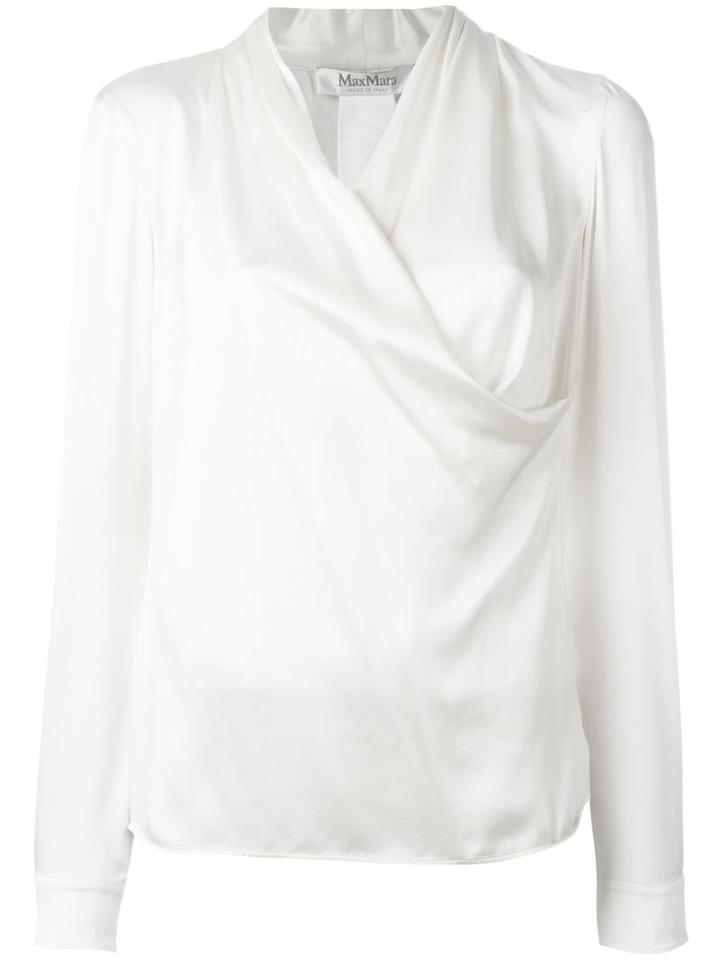 Max Mara Crossed Draped Blouse, Women's, Size: 46, White, Silk