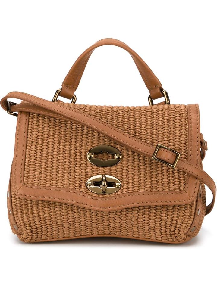 Zanellato Postina Satchel, Women's, Brown, Straw/leather