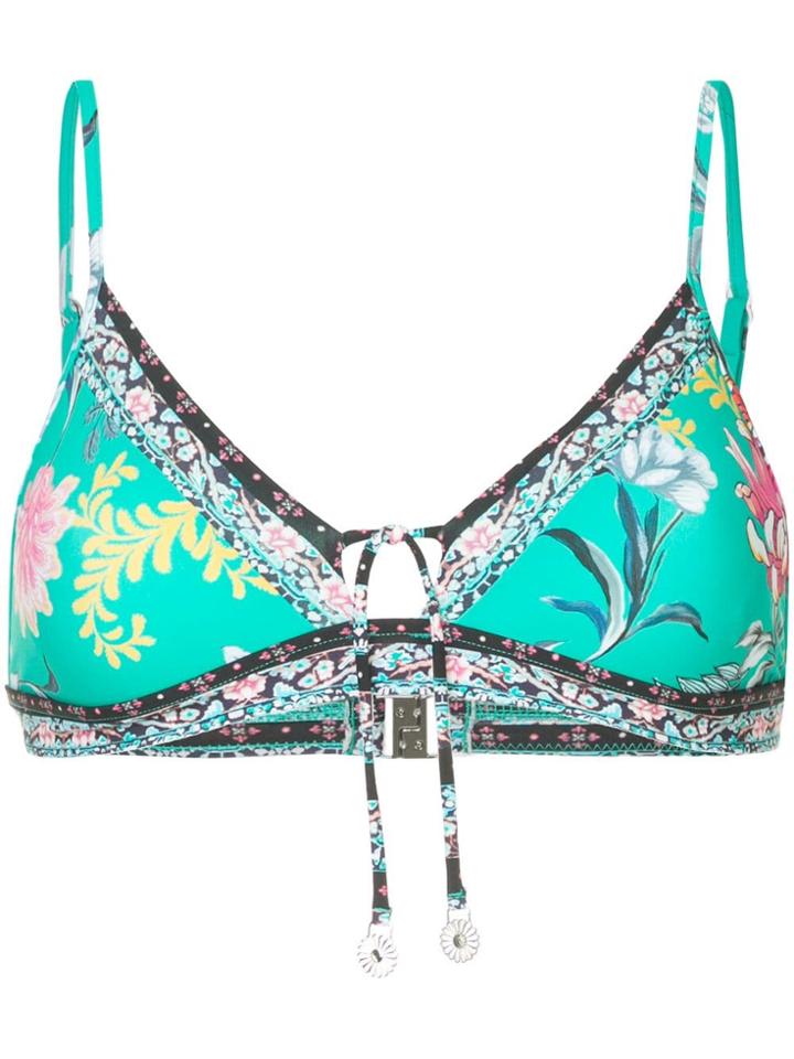 Seafolly Water Garden Fixed Tri Bra Bikini Top - Green