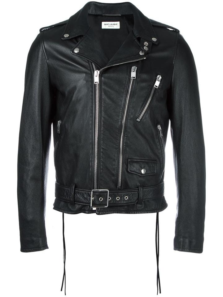 Saint Laurent 'blood Luster' Motorcycle Jacket, Men's, Size: 50, Black, Cupro/cotton/polyester/glass