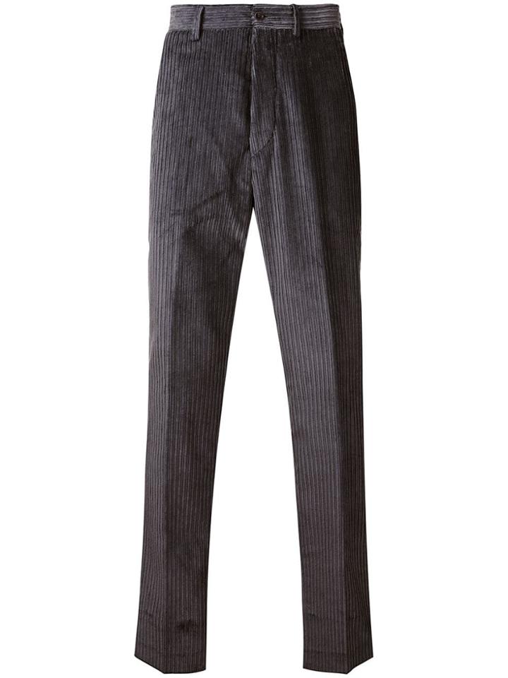 Paura Loose Fit Corduroy Trousers - Grey
