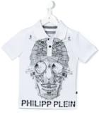 Philipp Plein Kids 'cyber Skull' Polo Shirt, Boy's, Size: 10 Yrs, White