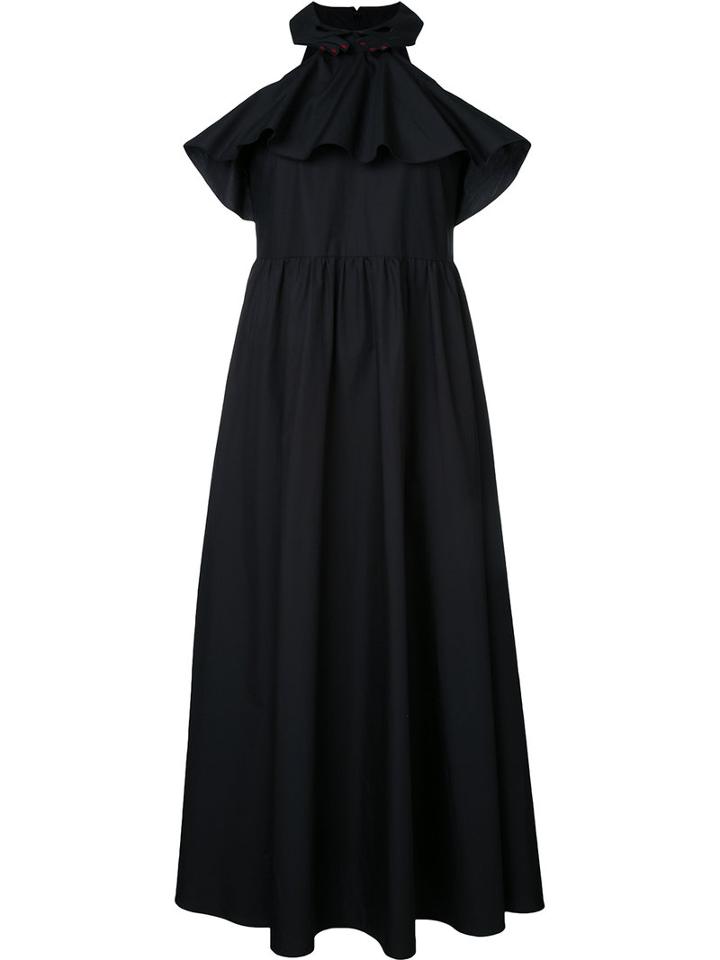 Vivetta Pleated Trim Dress, Size: 42, Black, Cotton