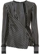 Yigal Azrouel Striped Wrap Blouse - Black