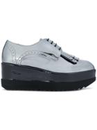 Pollini High Shine Lace Up Shoes - Metallic