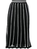 M Missoni Stripe Panel Midi Skirt, Women's, Size: 40, Black, Cotton/polyamide/metallic Fibre/polyester