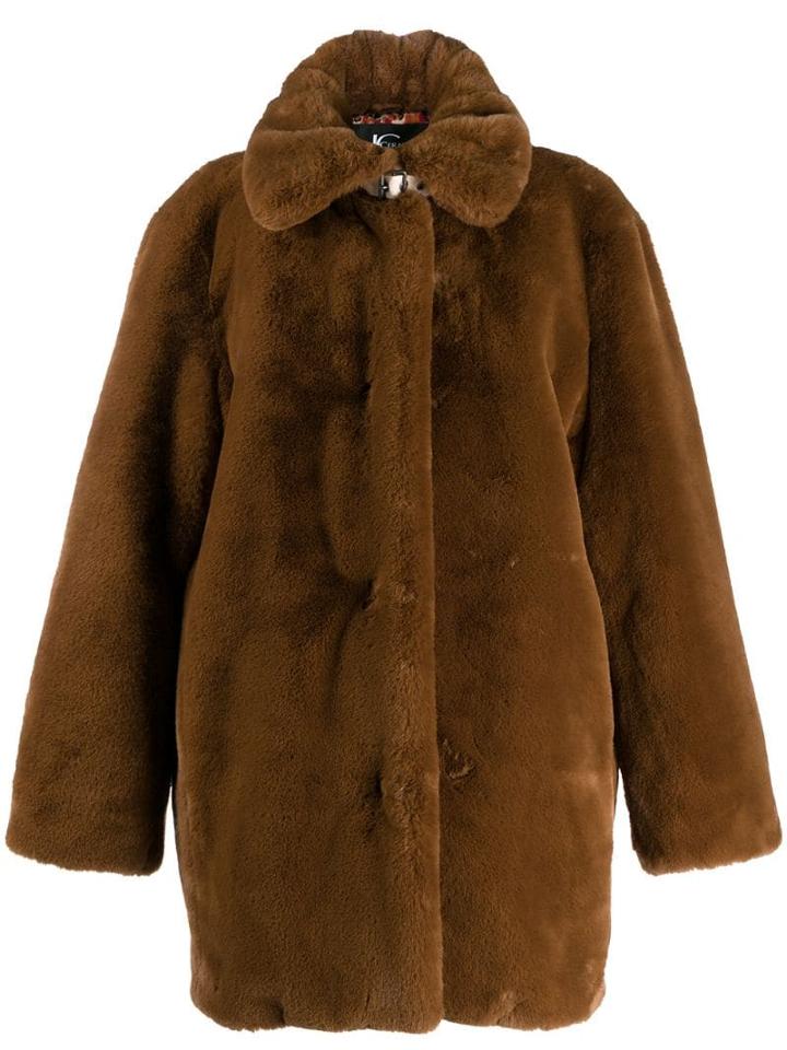 Luisa Cerano Faux Fur Coat - Brown