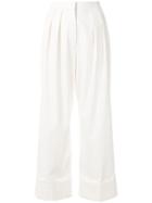Sara Battaglia Wide Leg High Waist Trousers - White