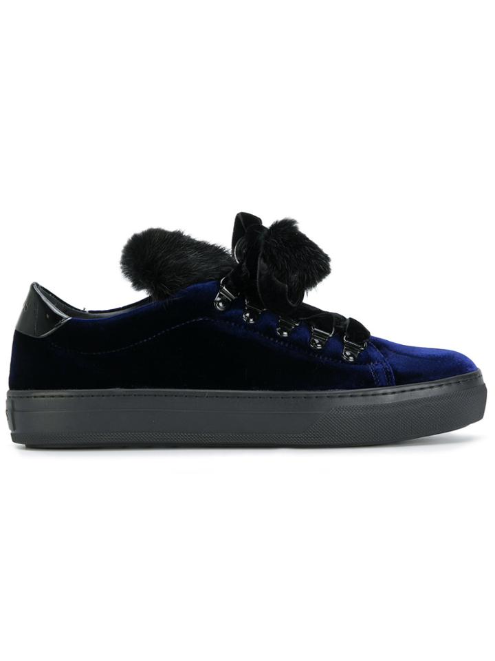 Tod's Fur-trimmed Sneakers - Blue