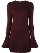 Mcq Alexander Mcqueen Flared Cuff Mini Dress, Women's, Size: Medium, Red, Polyamide/viscose/spandex/elastane