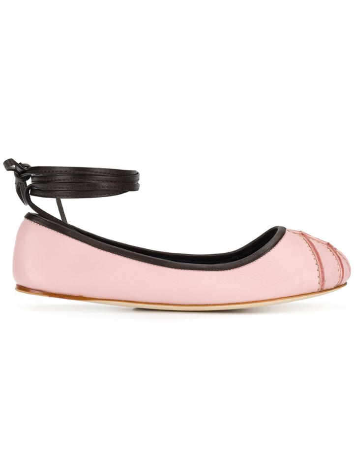 Marni Lace-up Ballerinas - Pink & Purple