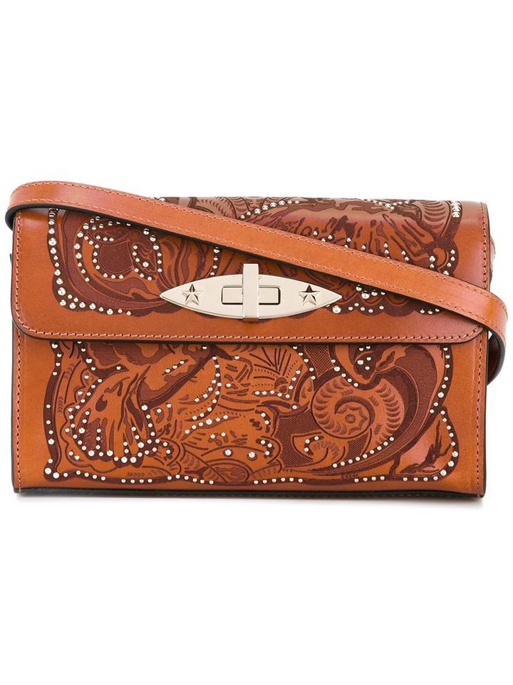 Red Valentino Butterfly Studded Shoulder Bag, Women's, Brown, Calf Leather